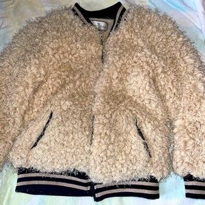 Shaggy baseball jacket